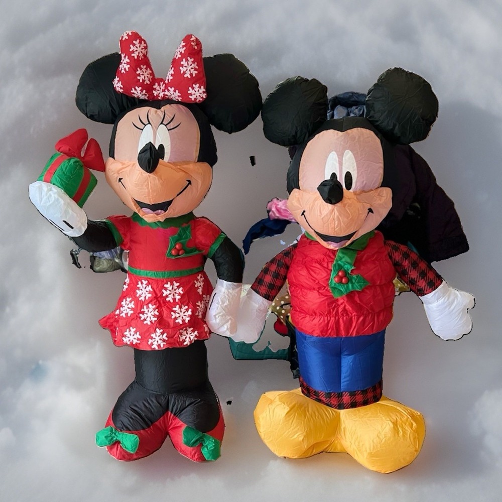 Disney Mickey Minnie Mouse Christmas Inflatable Pair 3.5 Ft Airblown Holiday